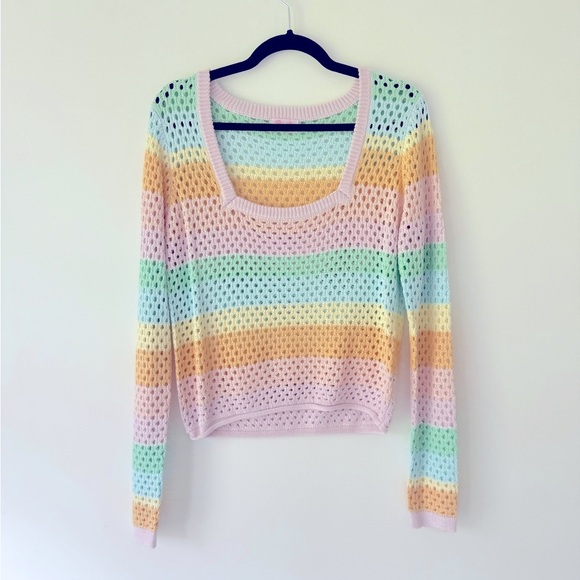 Pink Lily Tops - 💗Pink Lily Colorful Striped Knit Sweater